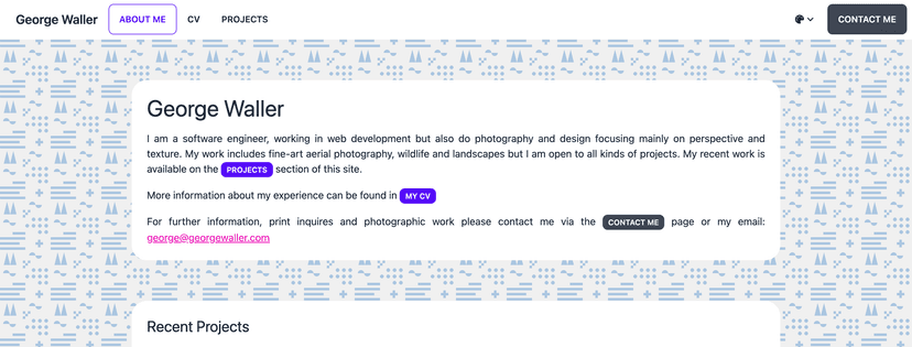 A screenshot of the website home page